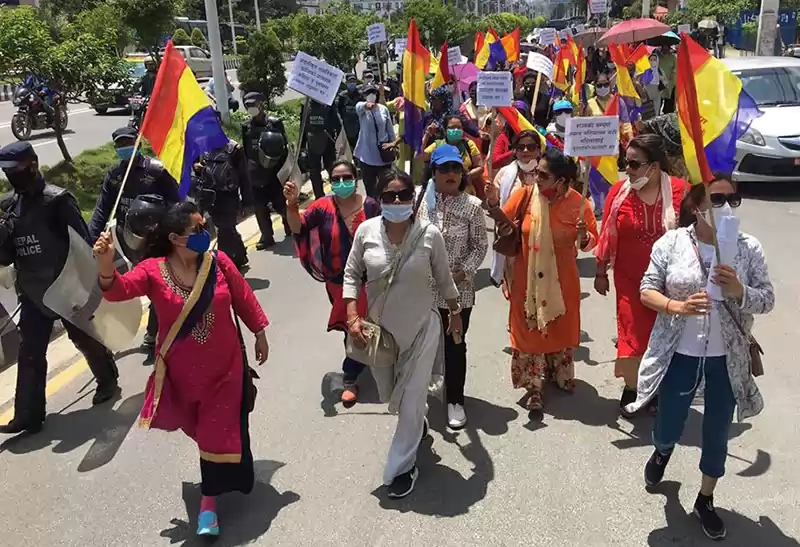 राप्रपा समर्थित महिलाहरुको काठमाडौंमा विरोध प्रदर्शन